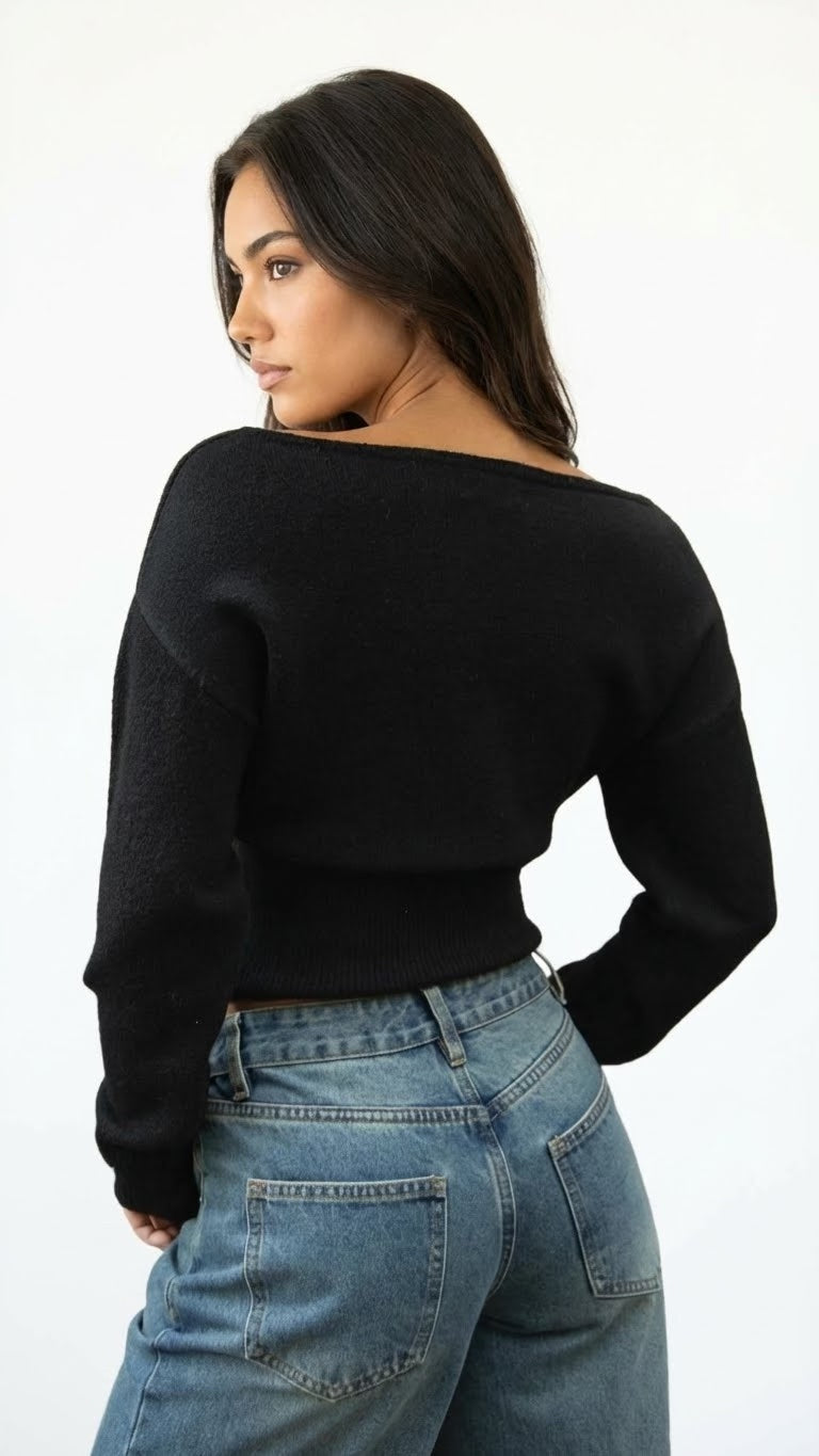 Classic Off-Shoulder Knit Top